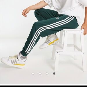 Adidas Kids Dark Green Joggers with White Stripes